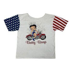 Vintage 1994 Betty Boop Motorcycle American Flag T-Shirt Women’s XL